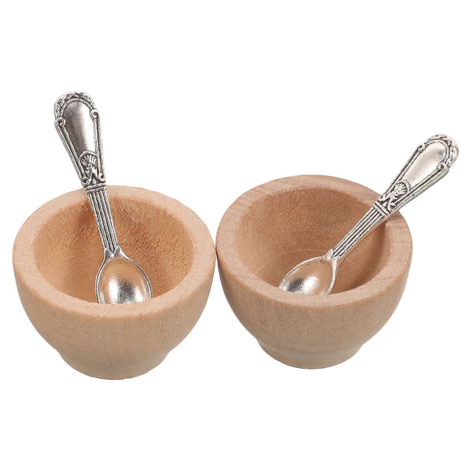 Mini Utensil Miniature Spoon and Bowls for Play Kitchen 4Sets