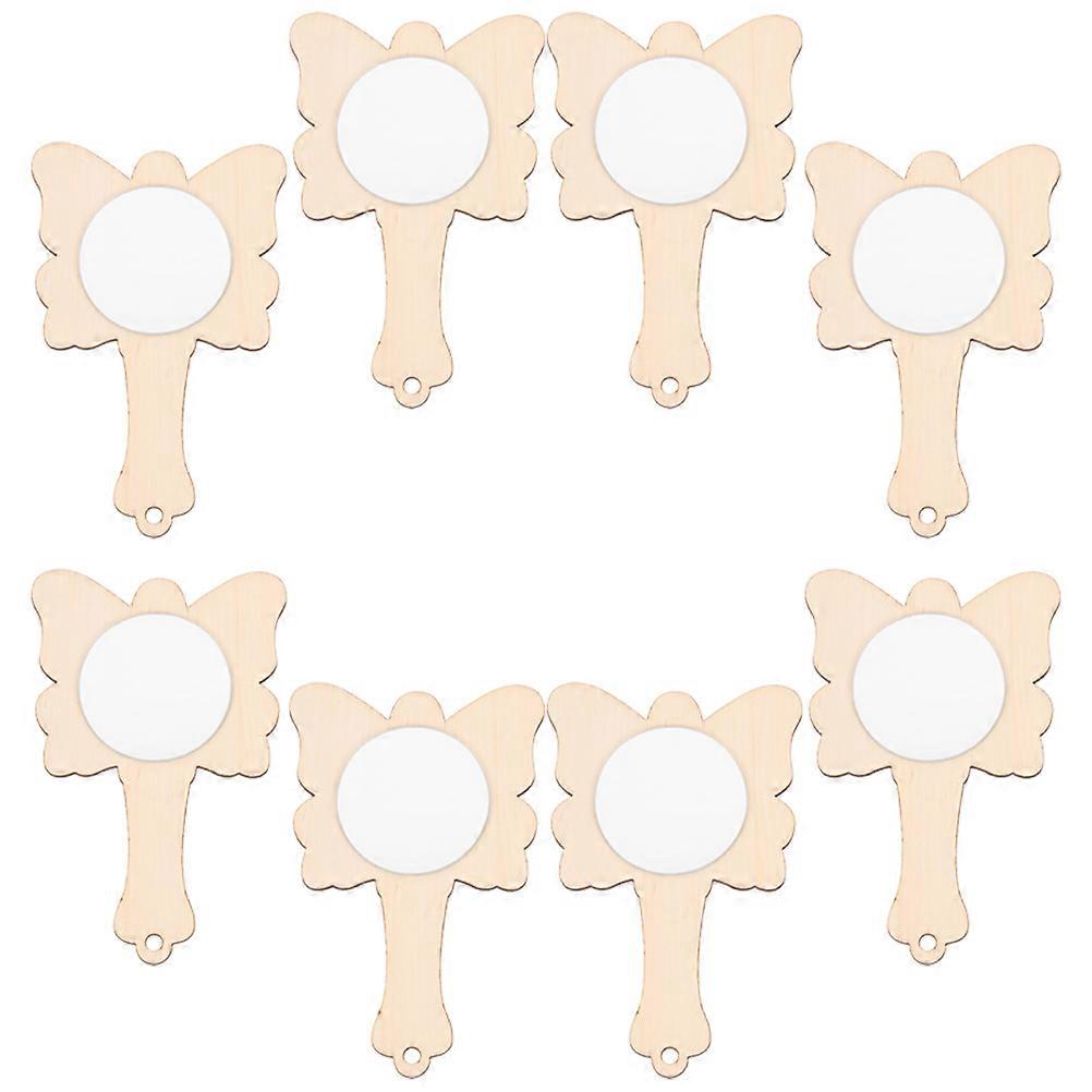 Small Blank Wooden Mirror DIY Craft Set with 24Pcs for Painting