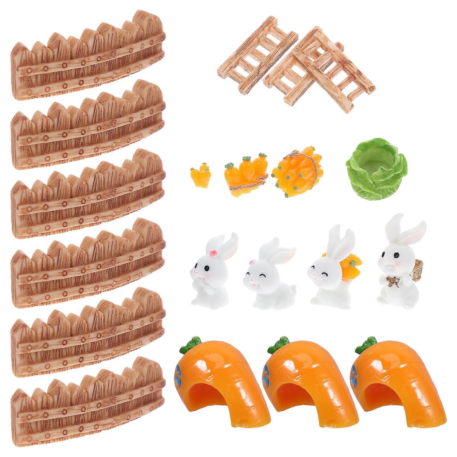 Mini Bunny Figures for Decoration 52Pcs Assorted Color Resin Rabbit Set