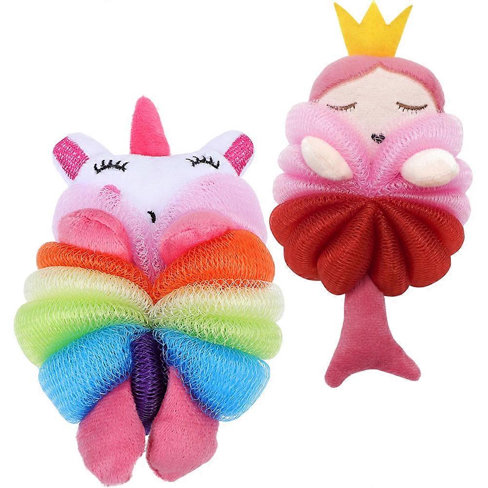 Kids Loofah Bath Ball for Shower 8Pcs Assorted Color Cartoon Design