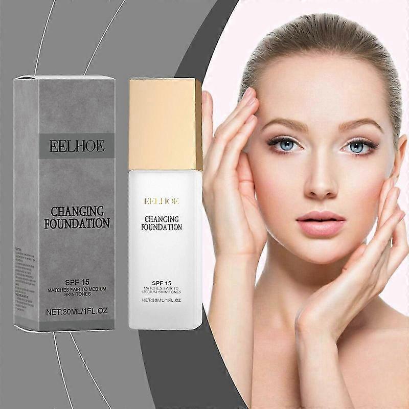 Changing Foundation, Colour-Changing Foundation, Nature Colour Changing Foundation for Women, Magic Skin Changing Foundation, Ei-rasvainen