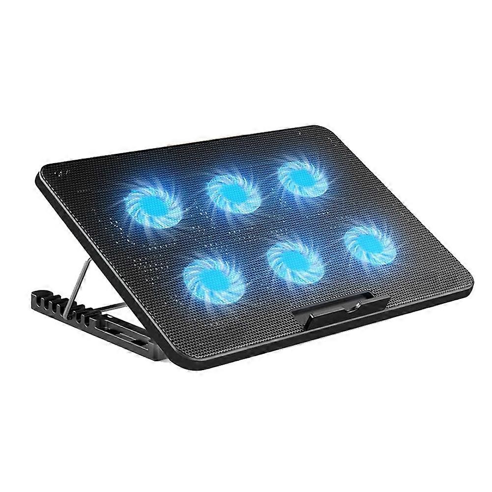 Laptop Cooling Pad Laptop Cooler with 6 Quiet Fans 7 Height & Wind Speed Adjustable 2 USB Port & Phone Holder