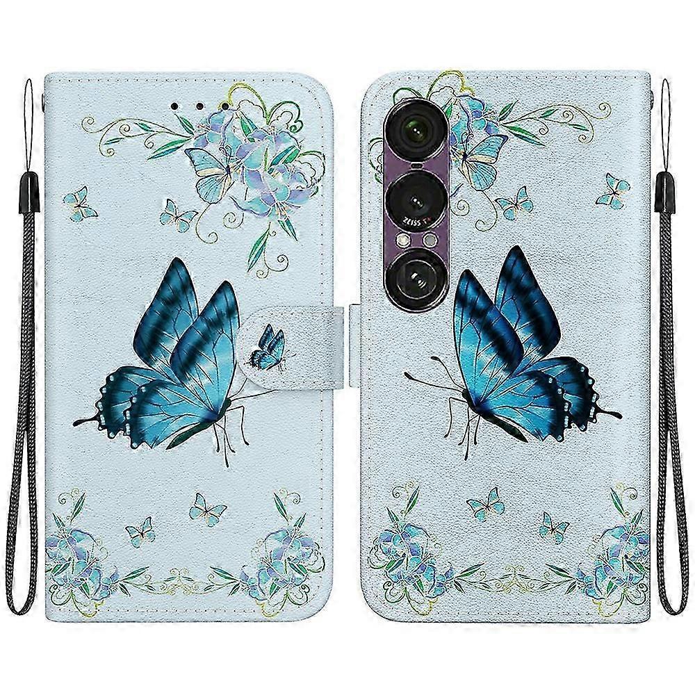 Compatible For Sony Xperia 1 VII Wallet Phone Case Anti-Drop Pattern Printing Leather Flip Cover with Strap