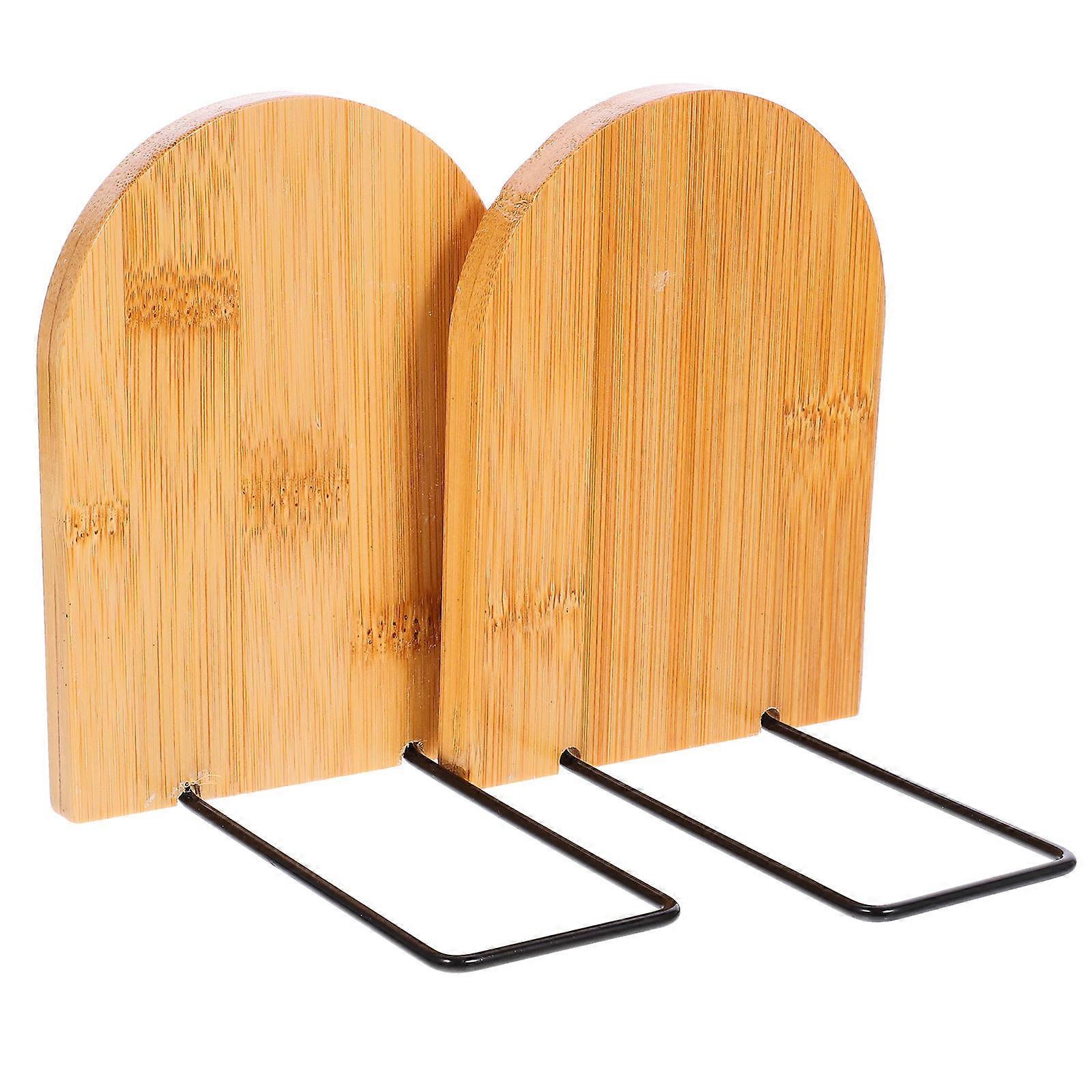 Bamboo Book Ends Decorative Book Holder for Organizing 4Pcs