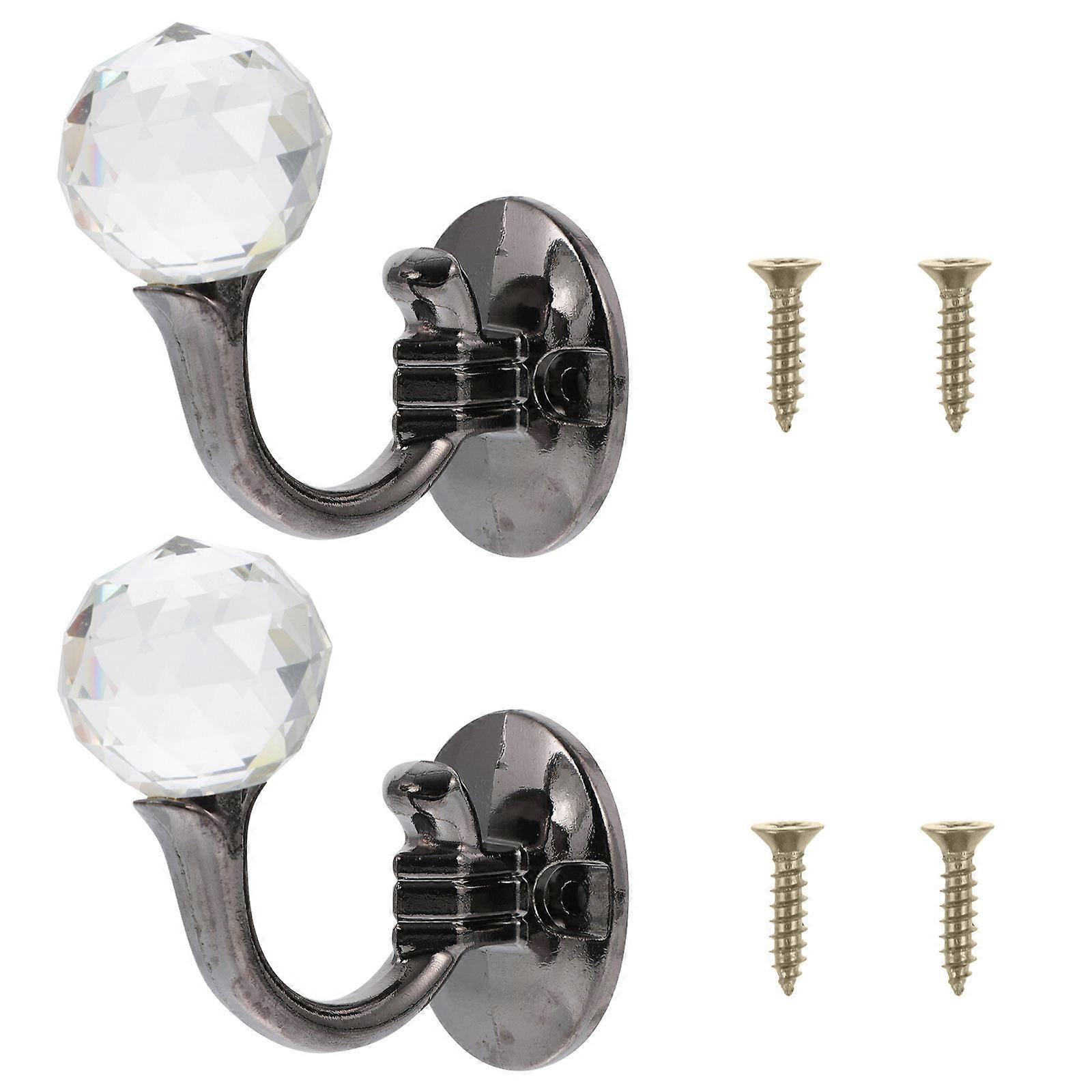 Crystal Black Zinc Alloy Curtain Hooks for Household Use 4Pcs Decorative Set