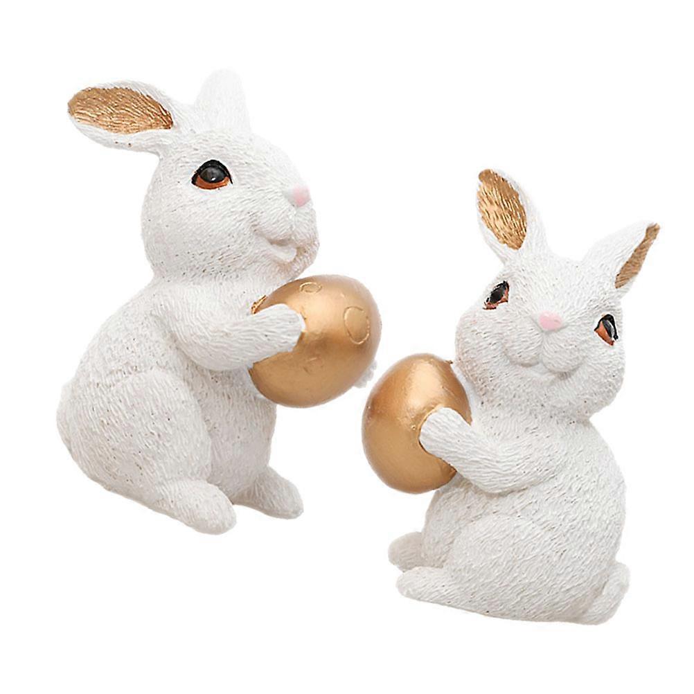 Household Bunny Statues Rustic Bunnies Figurine Ornament for 5Pairs