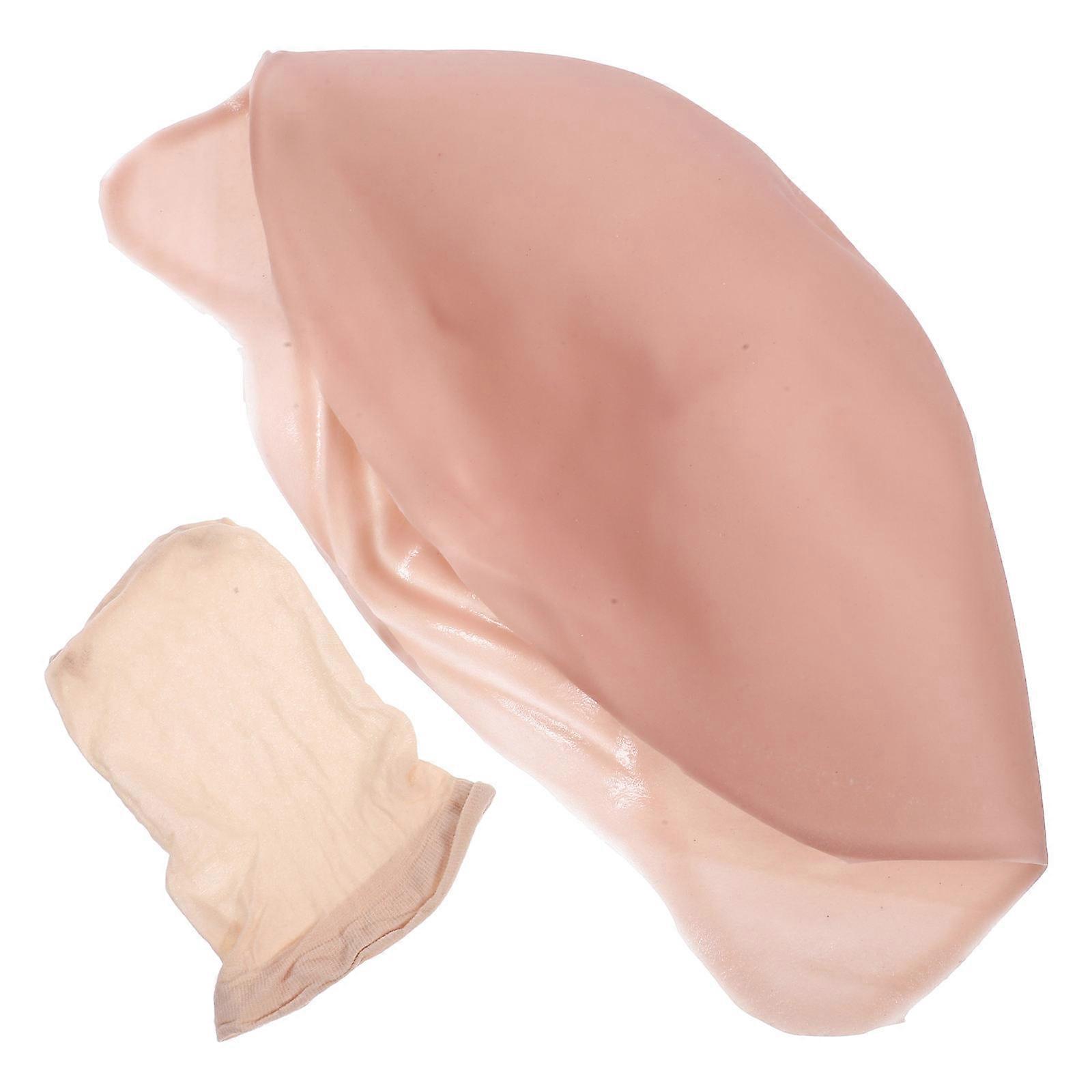 Bald Cap Silicone Bald Head Wig for Protecting Use 5Sets Khaki