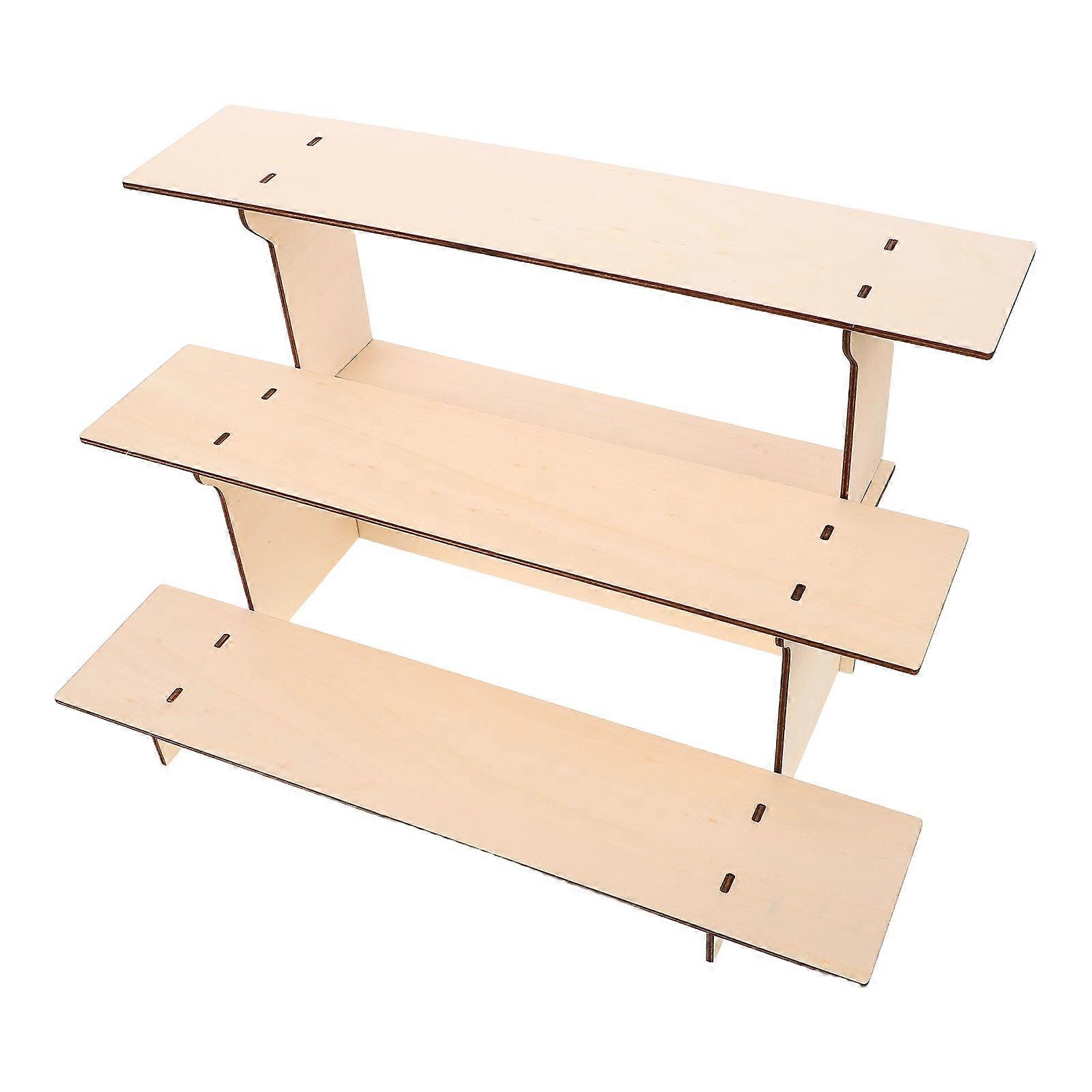 Wooden Display Stand Furniture For Retail Craft Shows Portable 3-Tier Countertop Organization Solution 1Pack