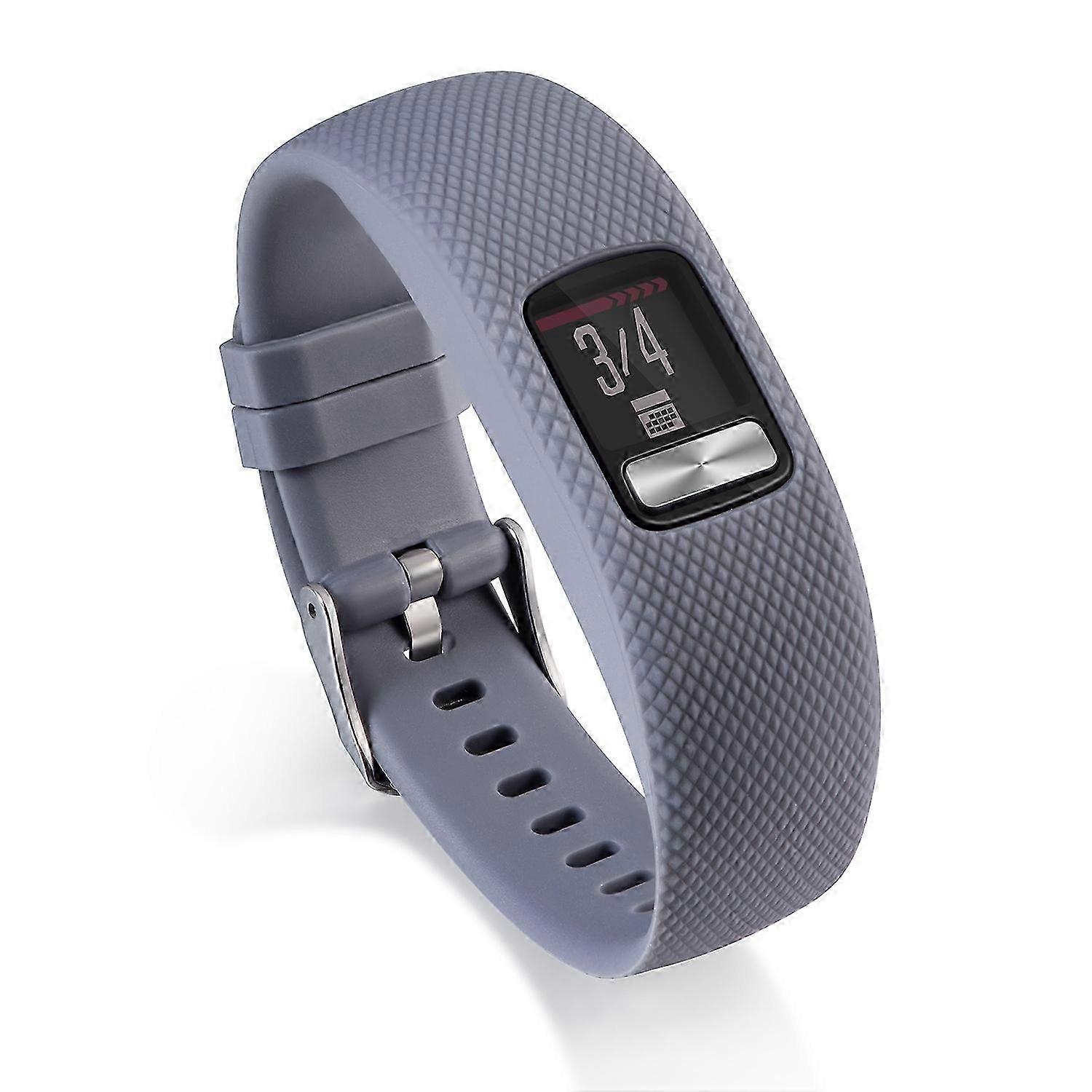 z8c For Garmin Vivofit 4 Watch Band Flexible Lozenge Texture TPE+TPU u8b Watch Strap - Size: S Grey