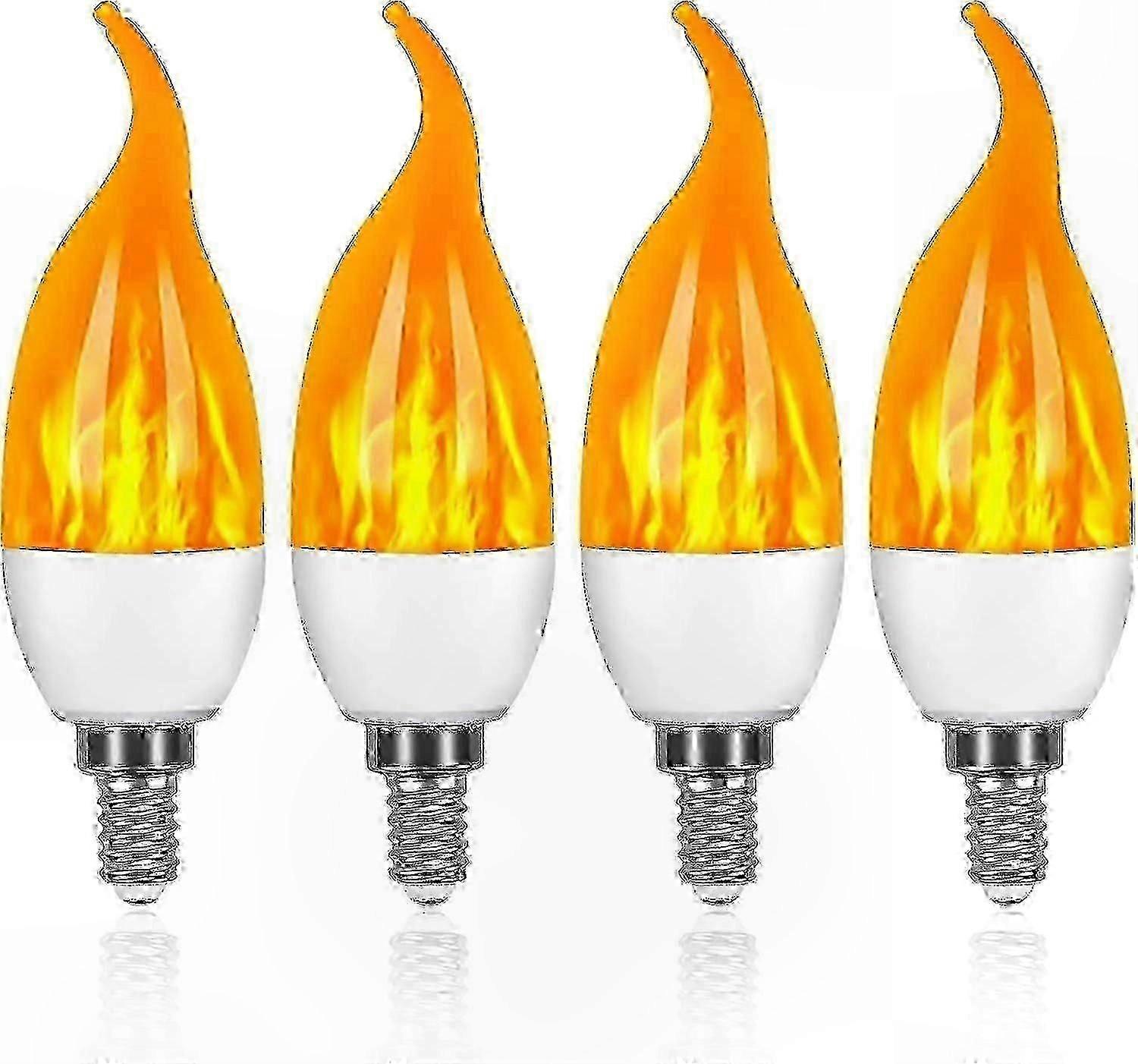 4er-Pack E14 3W LED-Flammenbirnen, 3 Modi für dekorative Lichteffekte