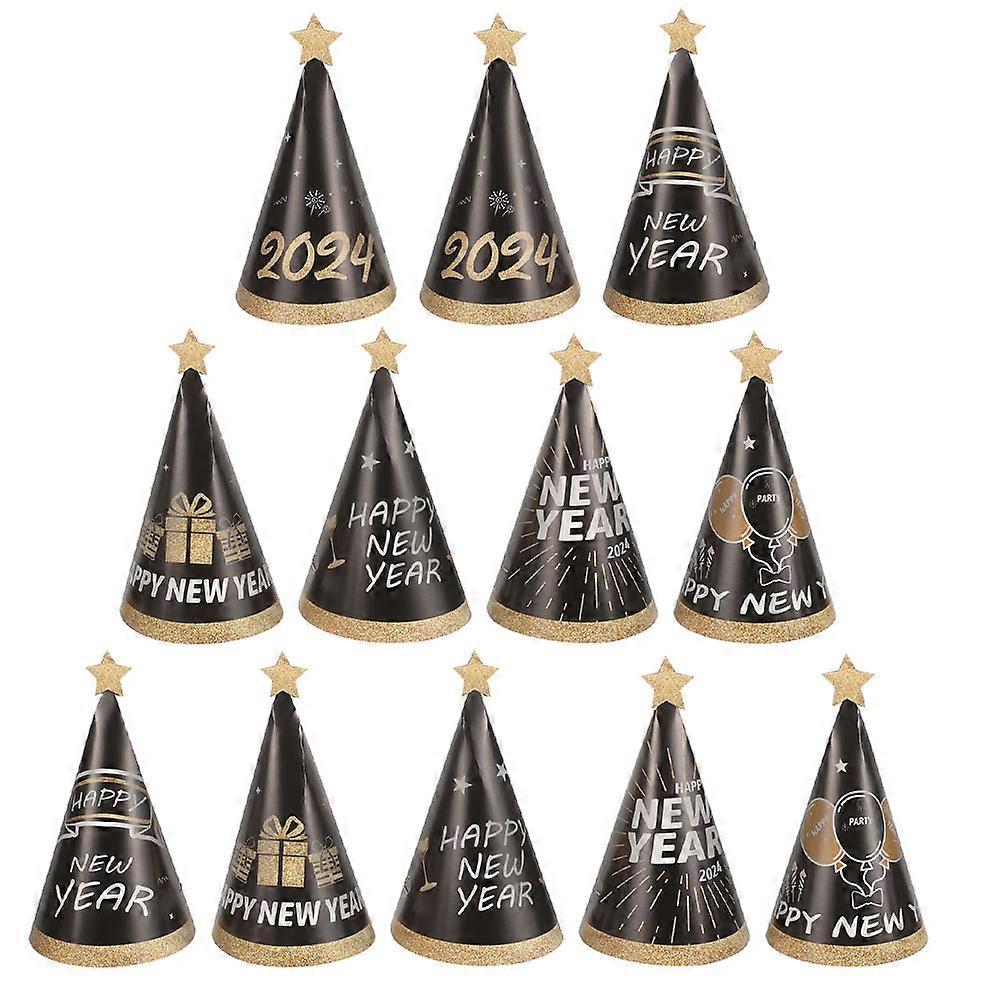 New Year Party Cone Paper Hats for 24Pcs Festive Decorations