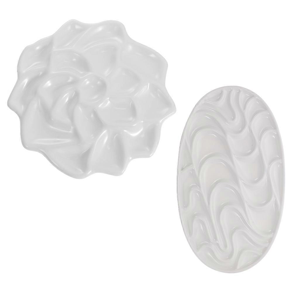 Watercolor Mixing Palette 2 Pcs Painting Color Mixing Tray Suitable For Students And Professional Painters 8.1X8.1X0.5In White Easy Cleaning