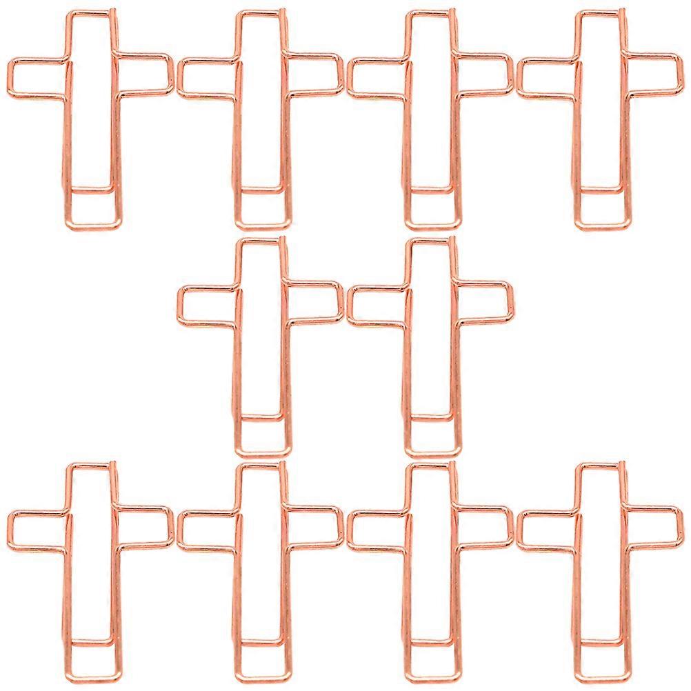 30Pcs Rose Gold Cross Paper Clips Ideal For Office Supplies And Study Projects Perfect For Document Clipping And Organization