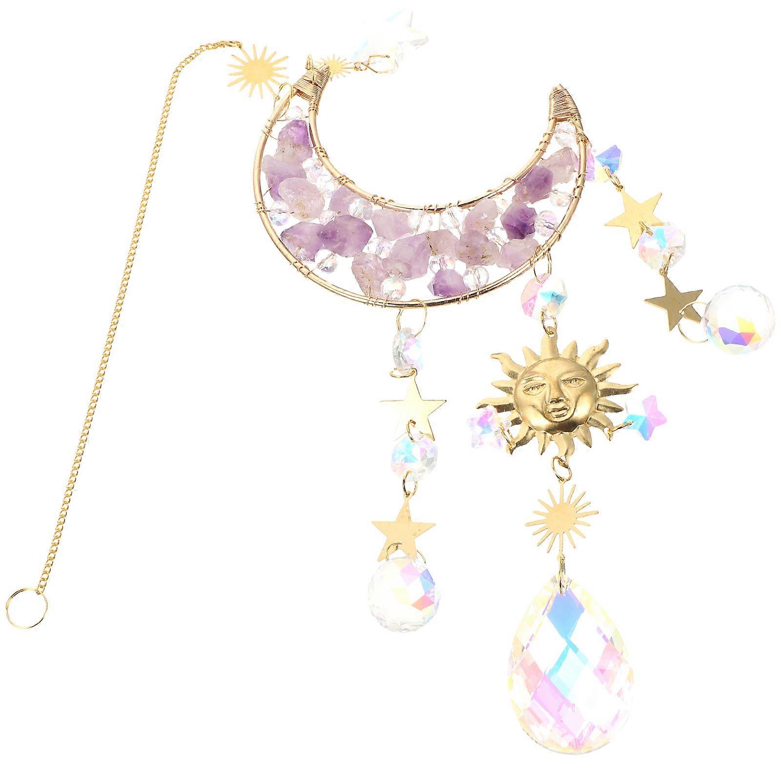 Hanging Adornment Sun Catcher Moon Crystal for Window 5Pcs Set