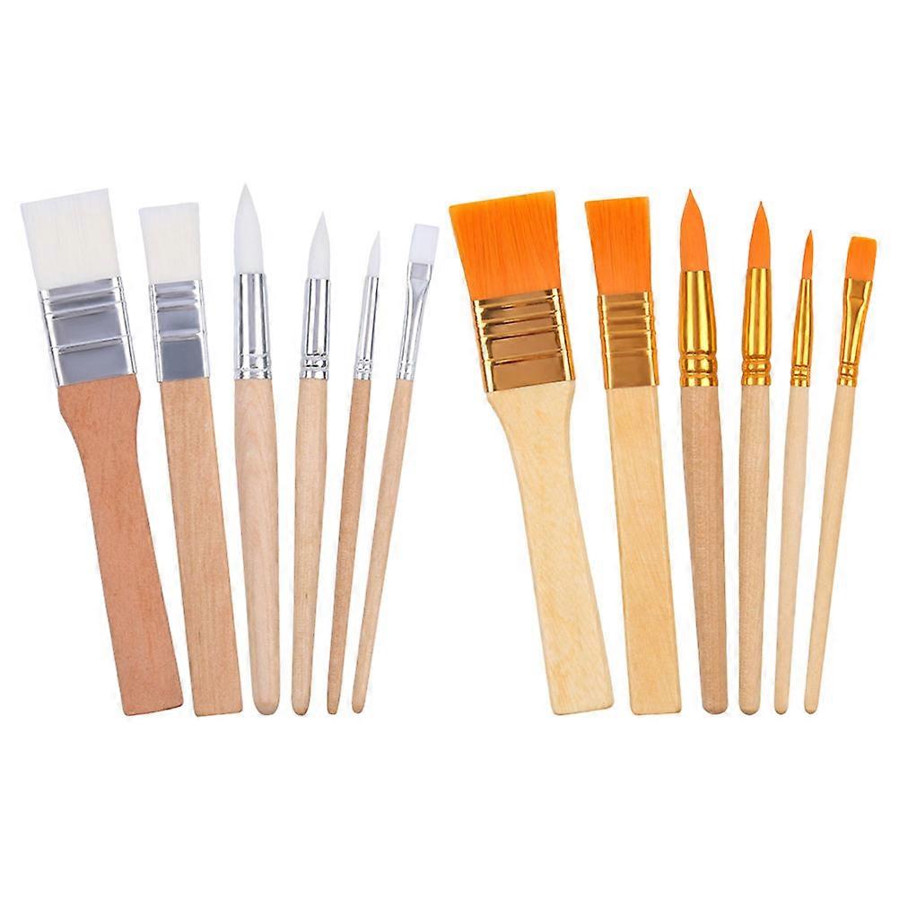 Paint Brushes Set Ergonomic Handle Nylon Bristle For Art Creation Family Activity 12Pcs