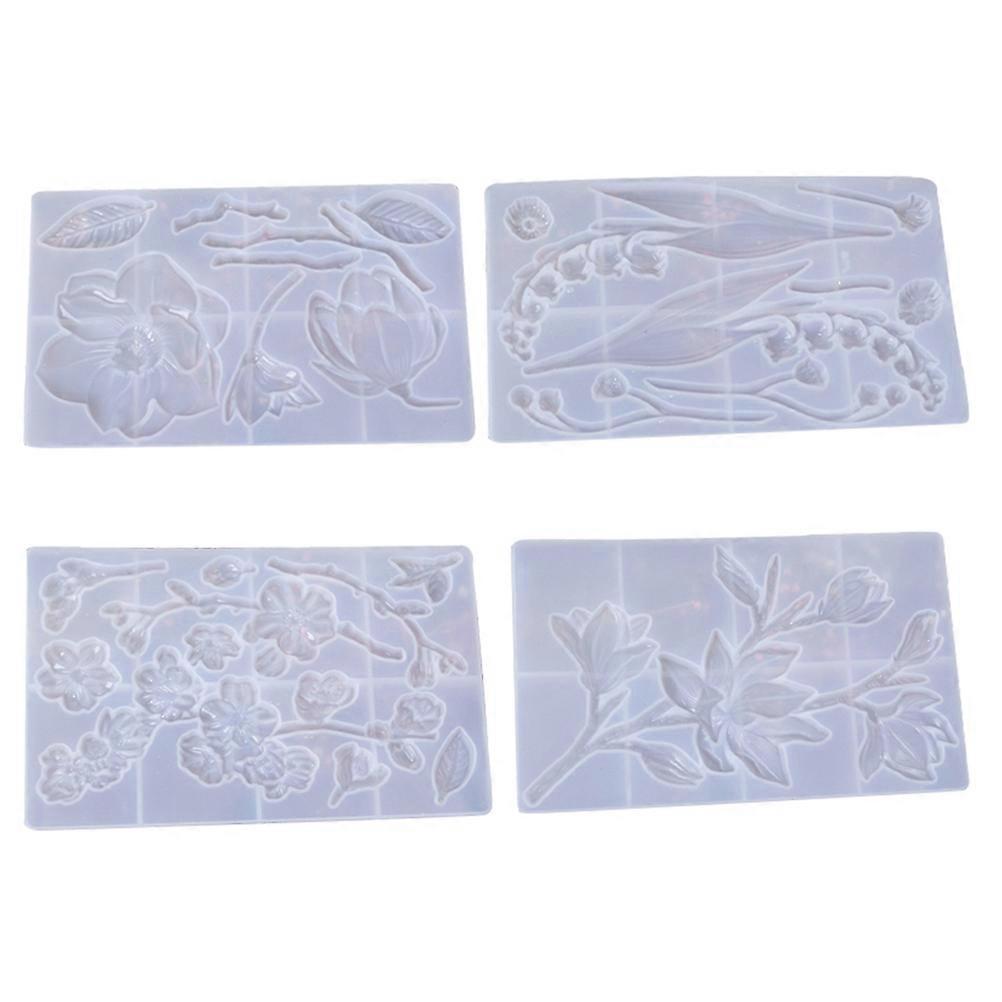 Silicone Flower Mould 4Pcs For DIY Projects Transparent Non-Stick Easy To Clean Delicate Design