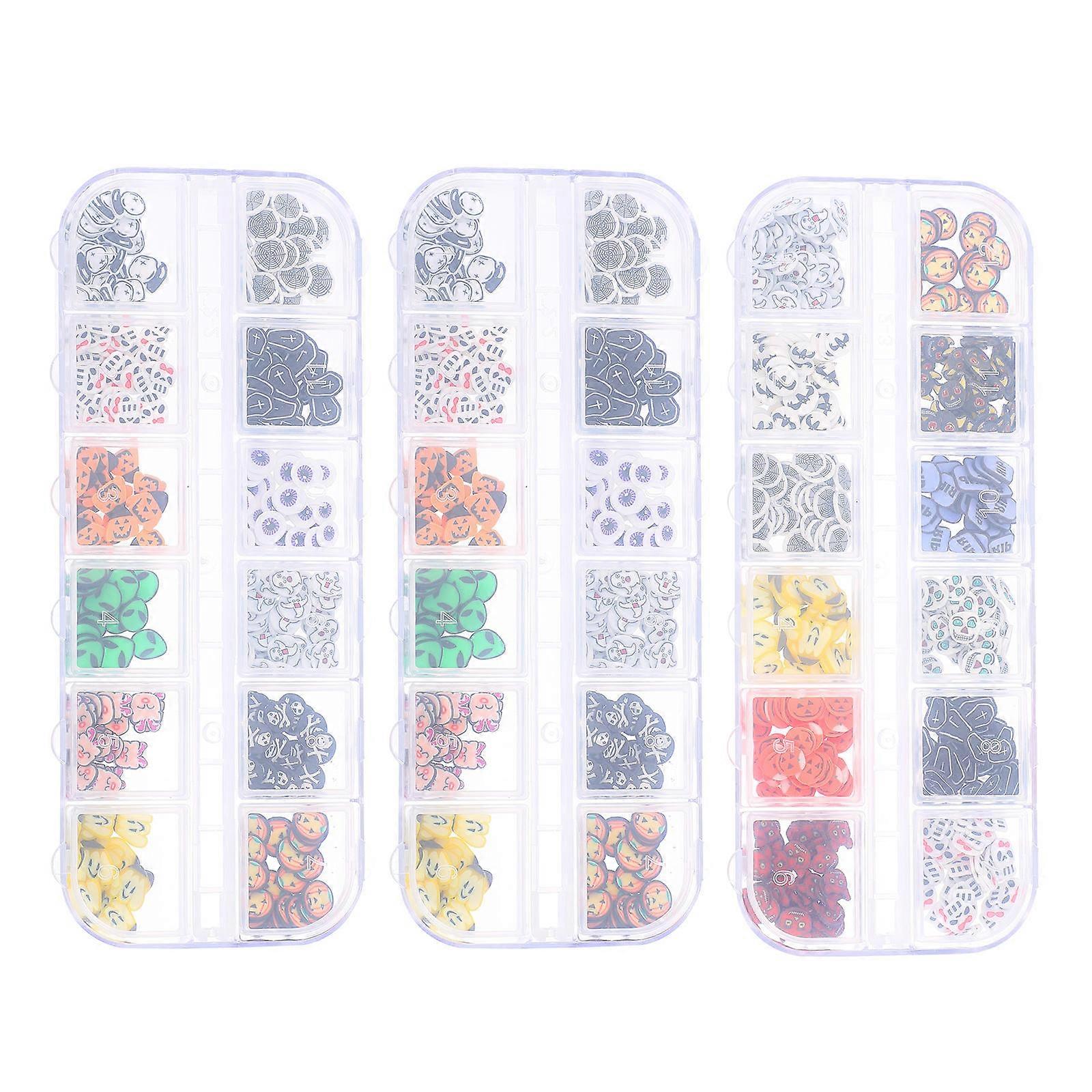 Pumpkin Nail Sequins Polymer Clay Manicure Nail Art 3 Boxes