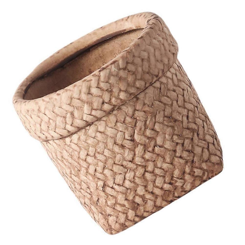 Practical Cement Flowerpot for Storage Use 2Pcs Khaki Plant Container