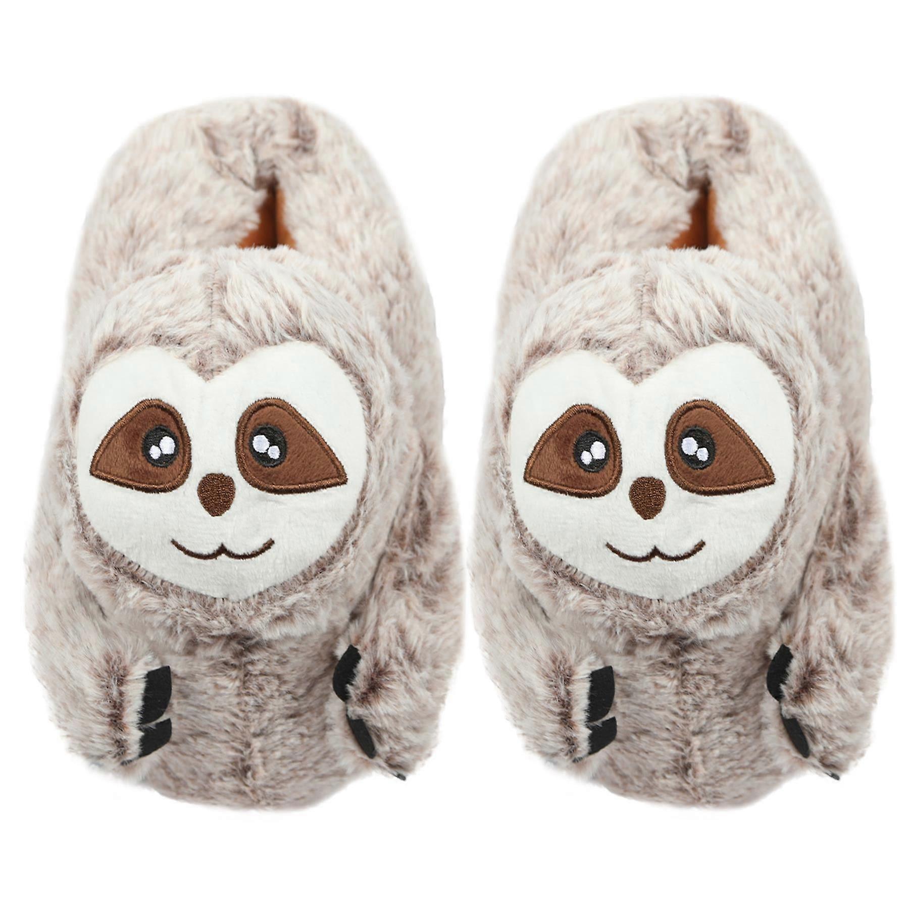 A2Z Kids 3D Sloth Animal Plush Slippers Family Slides Warm Non Slip for All Ages
