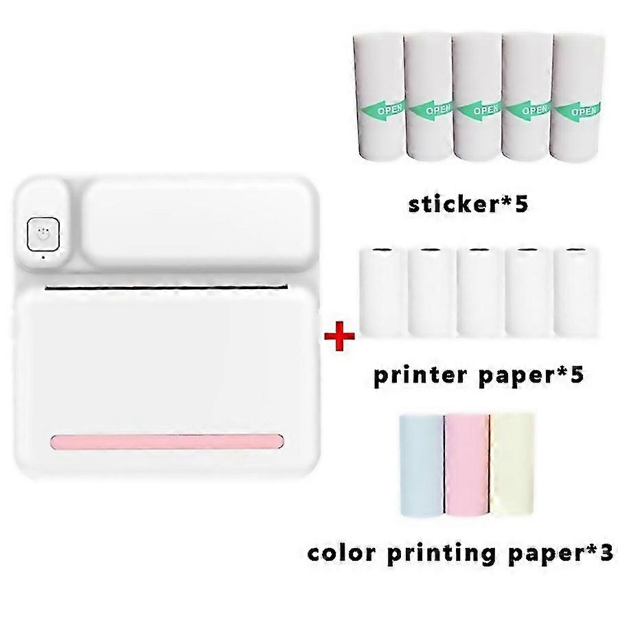 For C19 200dpi Student Homework Printer Bluetooth Inkless Pocket Printer Set Pink