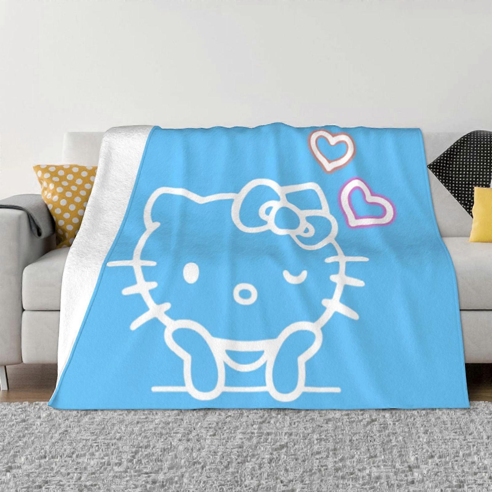 Hello Kitty Blanket Flannel Fleece Throw Blankets Super Soft Cozy Warm Plush Bedding For Sofa Living Room Bedroom-80"X60"