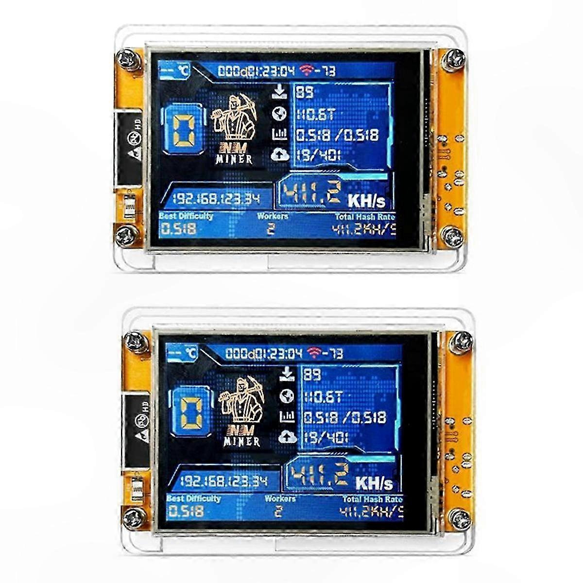 2Pcs Crypto Miner 477KH/S ESP32 2.8" Display Solo Lottery