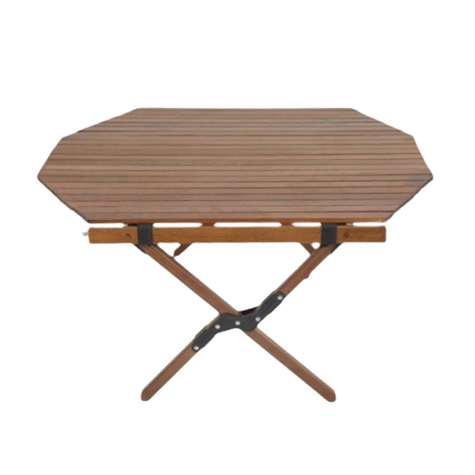 Multipurpose Solid Wood Camping Table Outdoor Folding Octagon Portable Picnic Table 10.0 Inches Brown