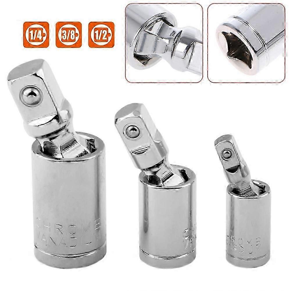 1/4 3/8 1/2 Universal Joint 360 Rotary Head Ratchet Socket Adapter Angle Extension Bar Wrench Adapter Chrome Vanadium Steel