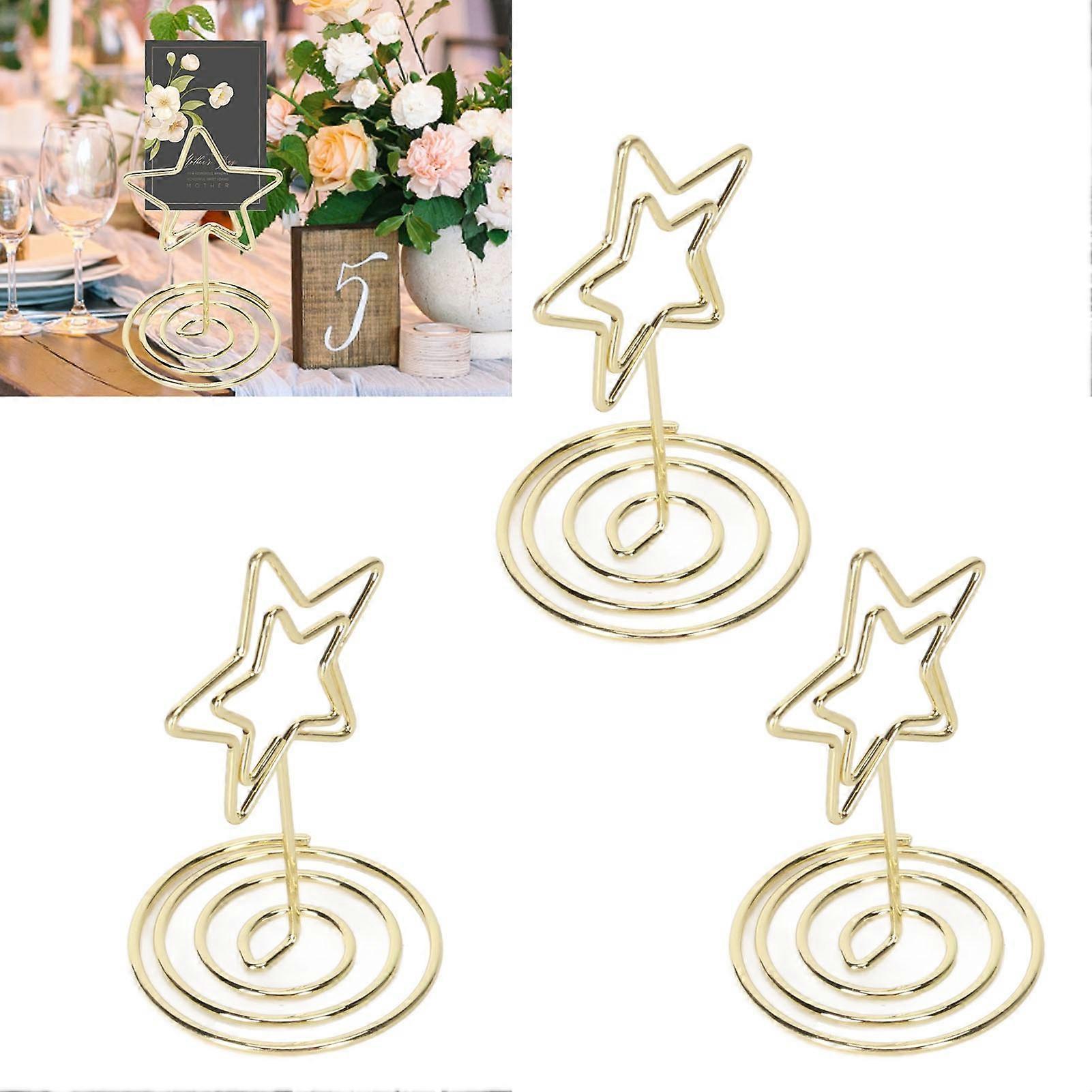20PCS Place Card Holder Small 5 Pointed Star Shape Photo Picture Holders Table Card Holder Gold 