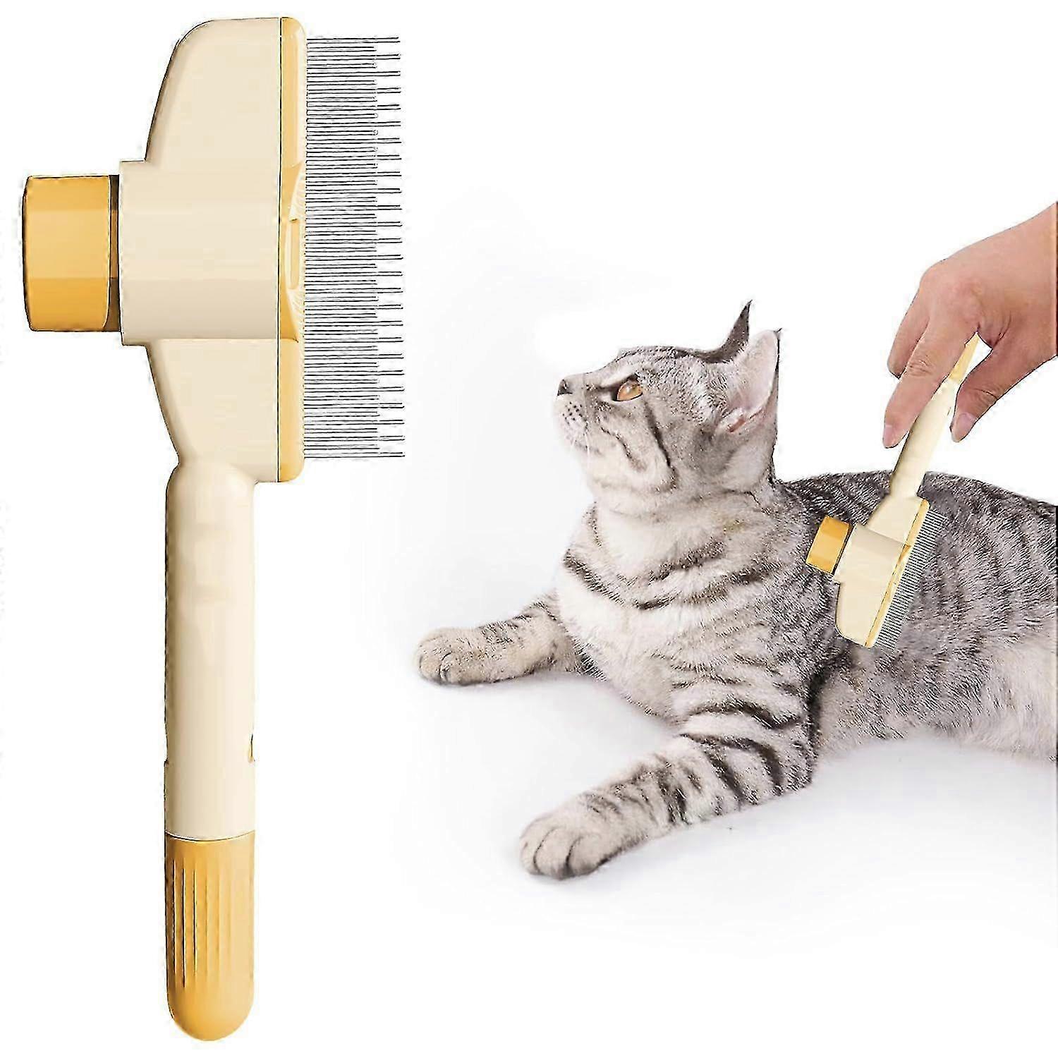 Flea comb for cats with ergonomic handle and release button