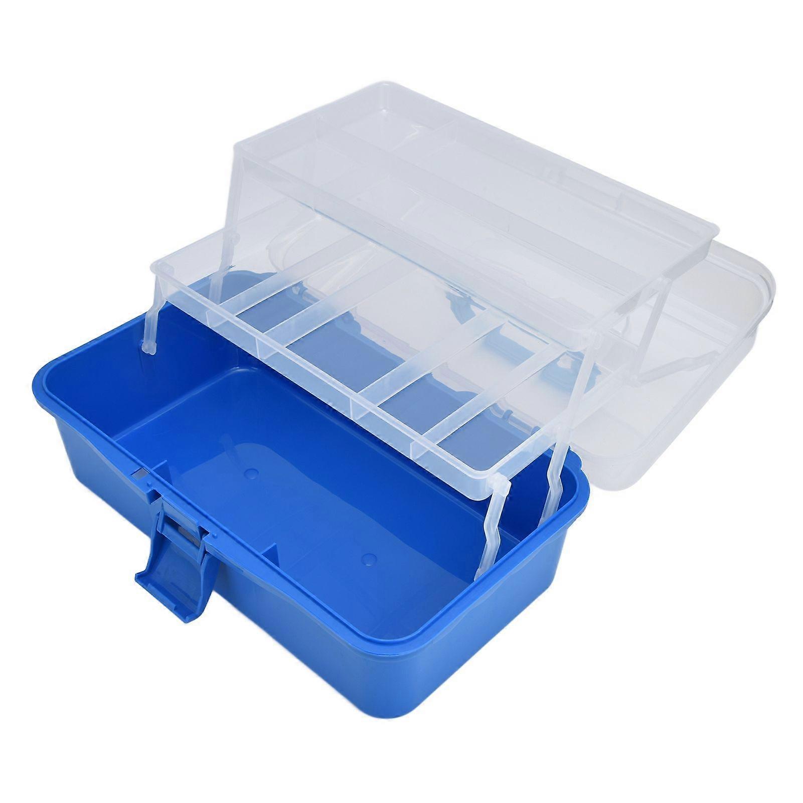 Plastic Storage Box Portable 3 Layer Folding Handheld Tool Organizer with Transparent CoverSH
