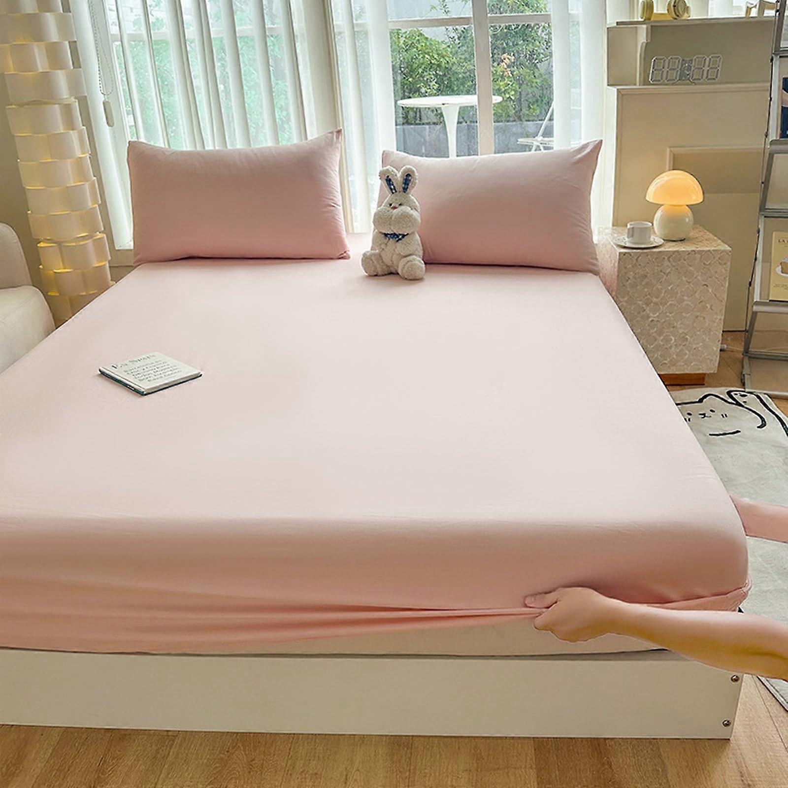 Cotton Fitted Sheet 150x200cm +25cm Deep Pocket Elastic Band, Soft Durable, Machine Washable