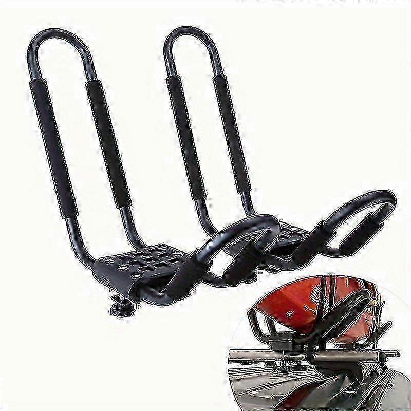 2pcs/4pcs J-Bar Kayak Roof Rack, Universal Car Top Mount Carrier For Canoe, SUP, Surfboard, Foldable Travel Kayak Holder With 4 Tie-Down Straps