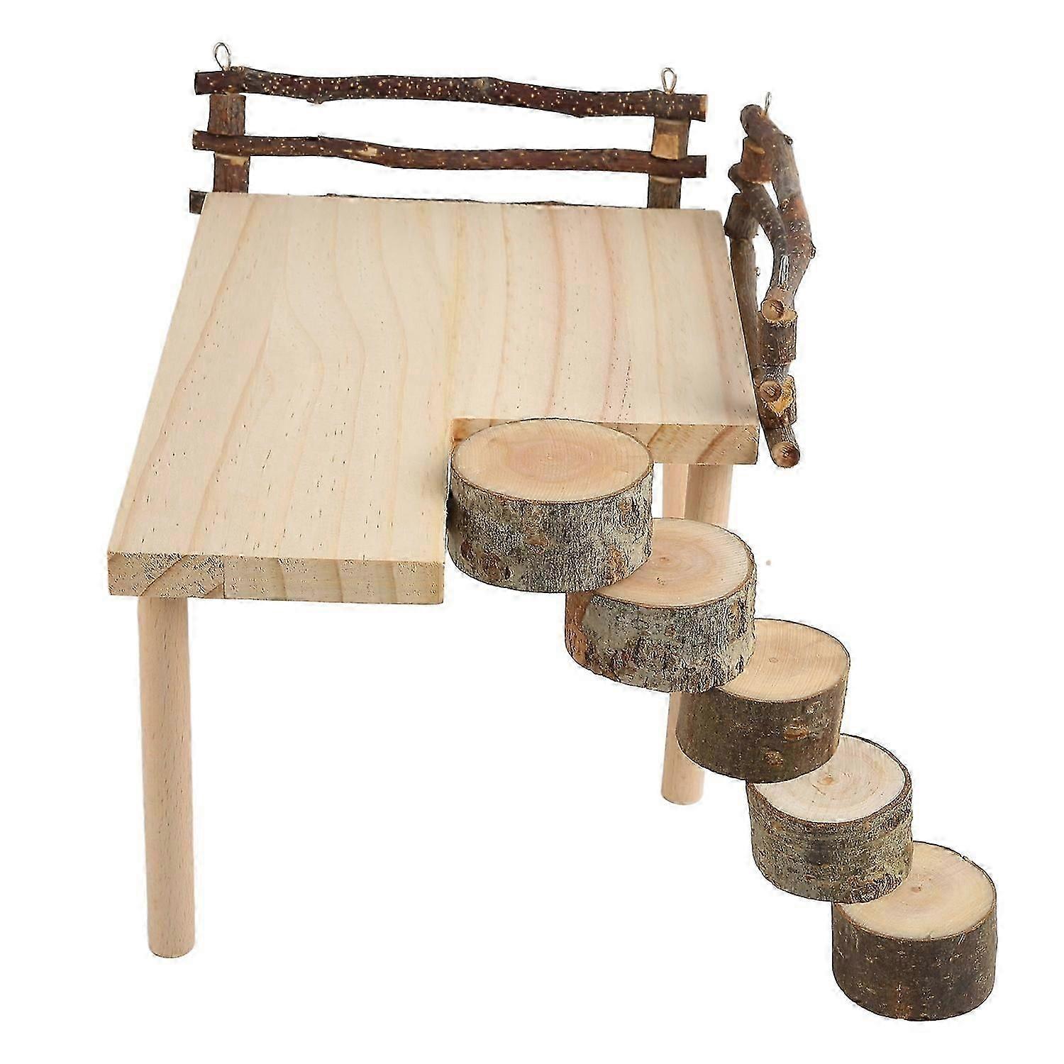 Hamster Climbing Platform Multipurpose Natural 2 Layer Wooden Hamster Playing Activity Platform for