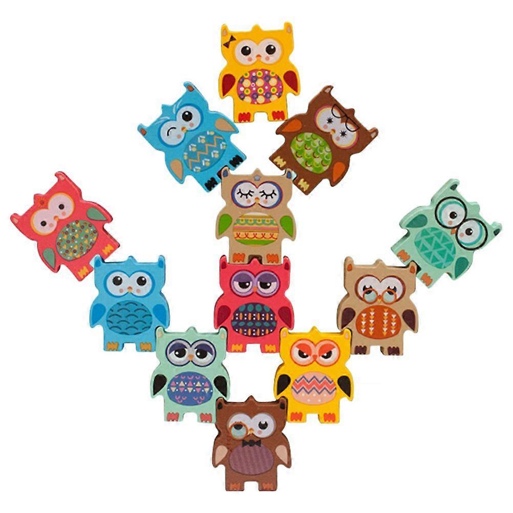 12Pcs/Set Owl Shaped Stacking Games Toy Board Game Kids Educational Toy Kids Playing Blocks Assorted Color