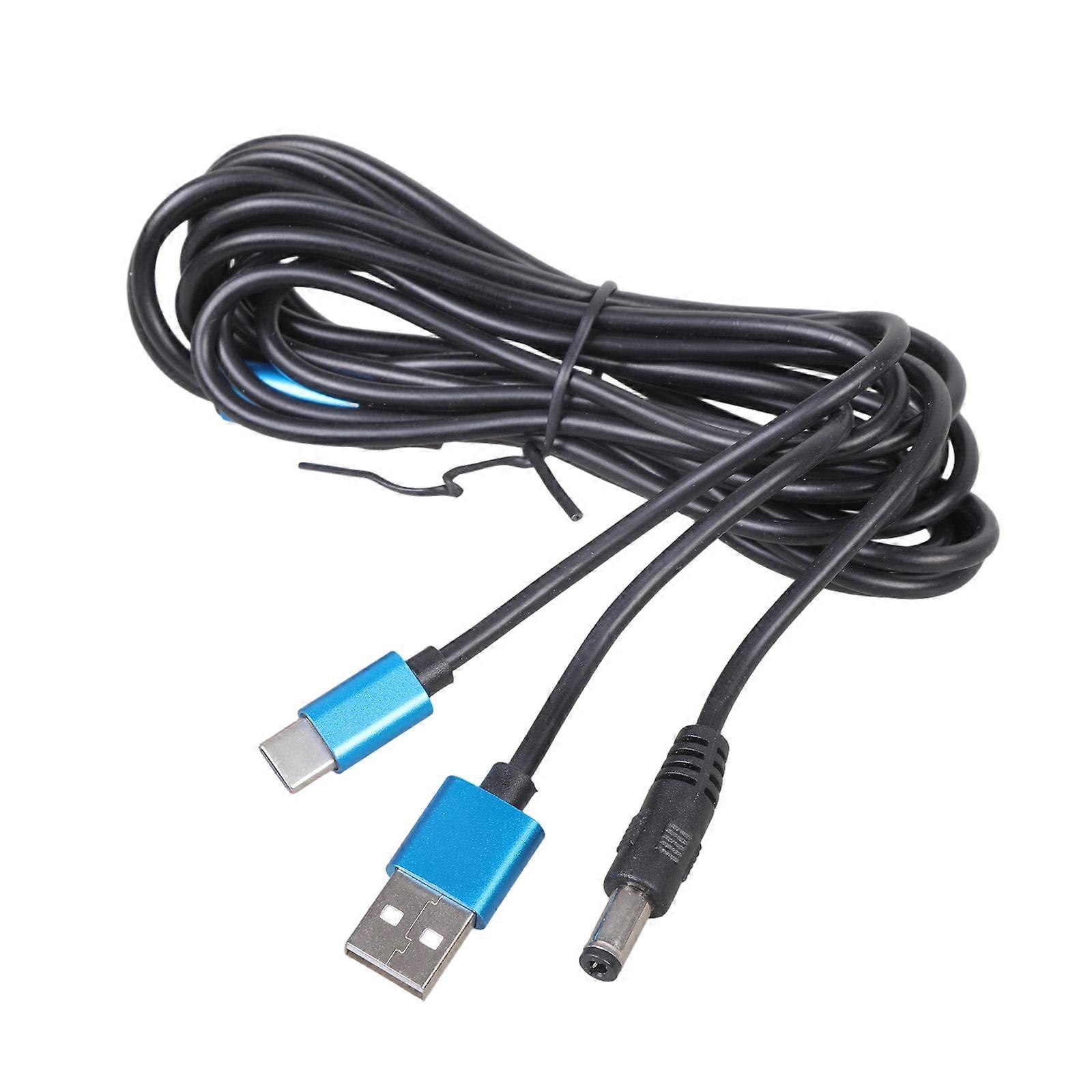 Splitter Charging Cable Powe Cord With USB to USB C And 5.5x2.5mm Tip Detailing For Low Power 5V Electronics Black Multicolor