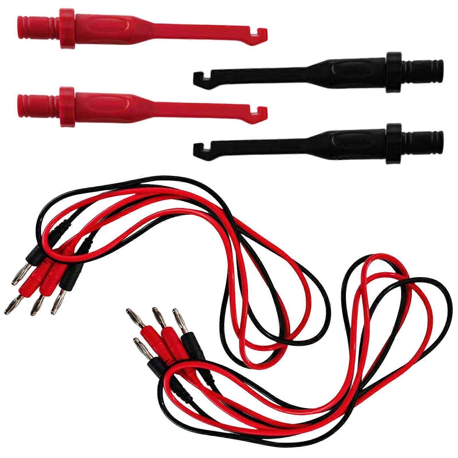 2 Set Insulation Puncture Probes Electric Wire Piercing Probe Clip 4mm Banana Plug Auto Test Leads for Electrical Testing Multicolor