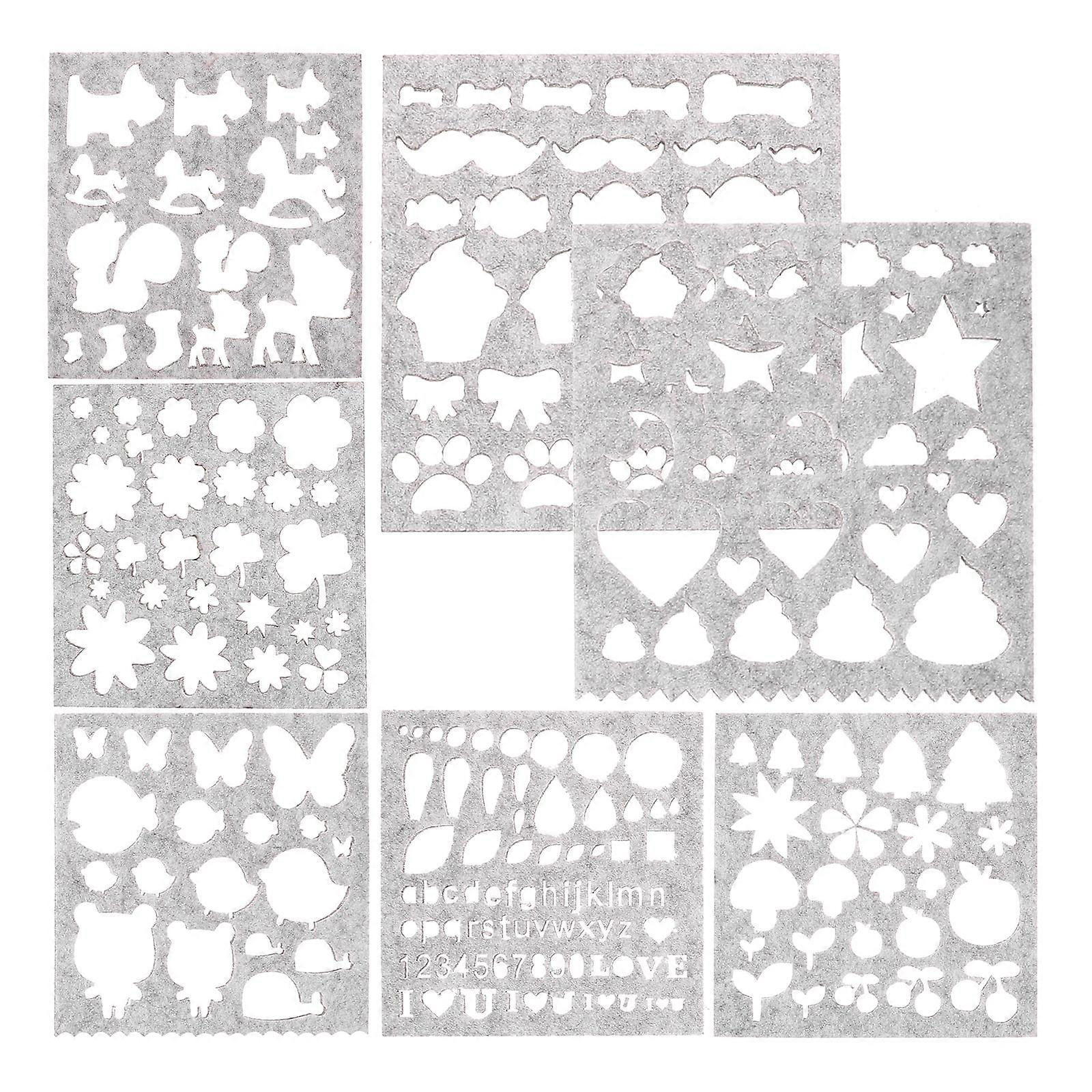 Needle Felt Mold 7 Sheets Applique Stencil Handmade Felting Templates Wool Molds Kit
