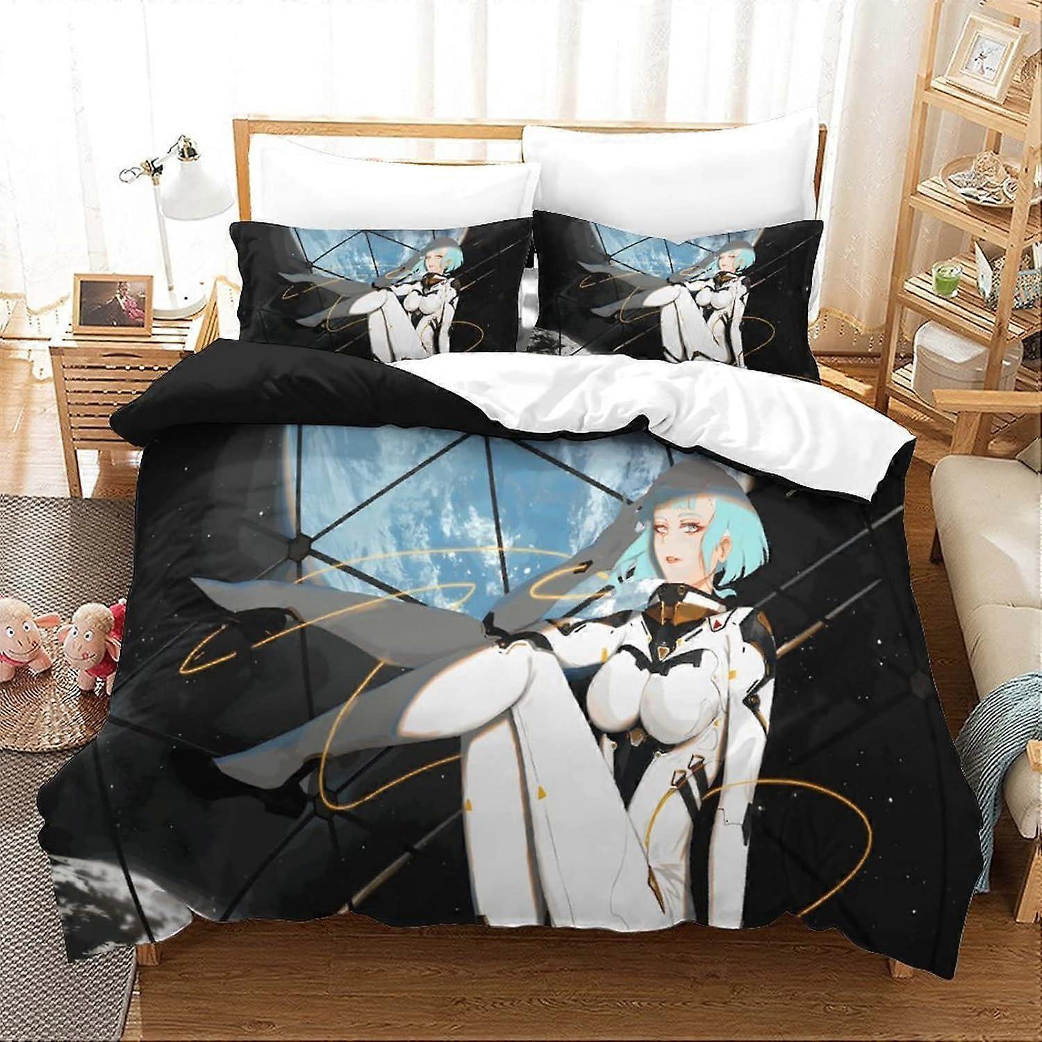 Cyberpunk Edgerunners Duvet Cover Set Colcha de Cama David And Lucy Cover Set com Shames Soft Microfiber Xmas Bedding Sets com zíper 3PCs Duplo