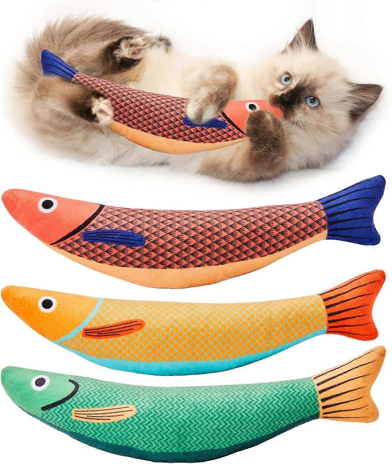 Cat Toys Saury Fish, 3 Pack, Catnip Crinkle Sound, Soft and Durable, Interactive Kitten Kicker for Indoor Kitty Exercise 9.4 Inches for All Breeds