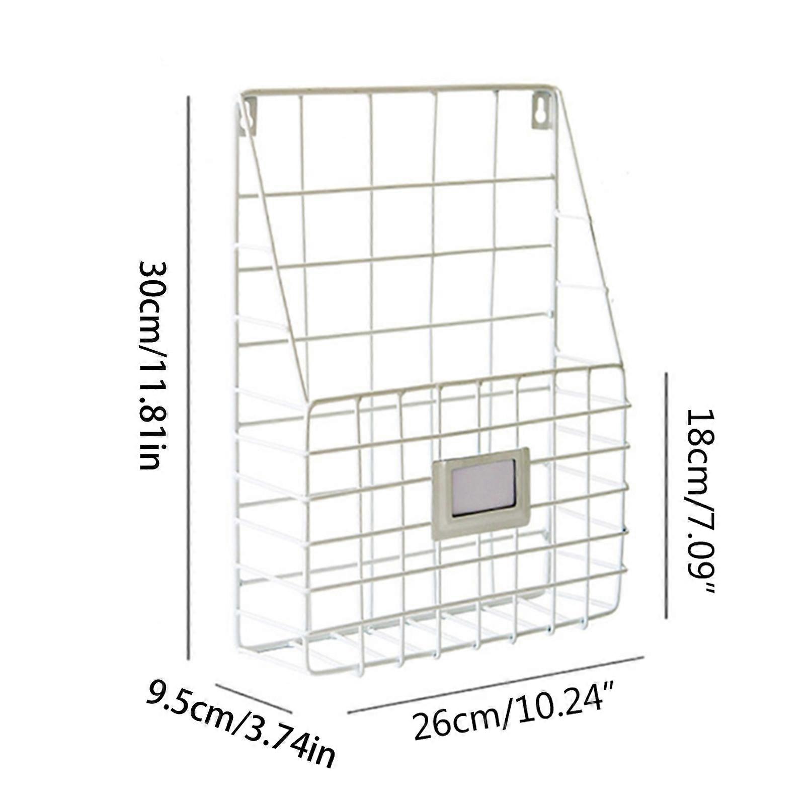 Mail Organizer Wire Basket Wall Mounted Magazine File Holder Document Shelf Rack  White