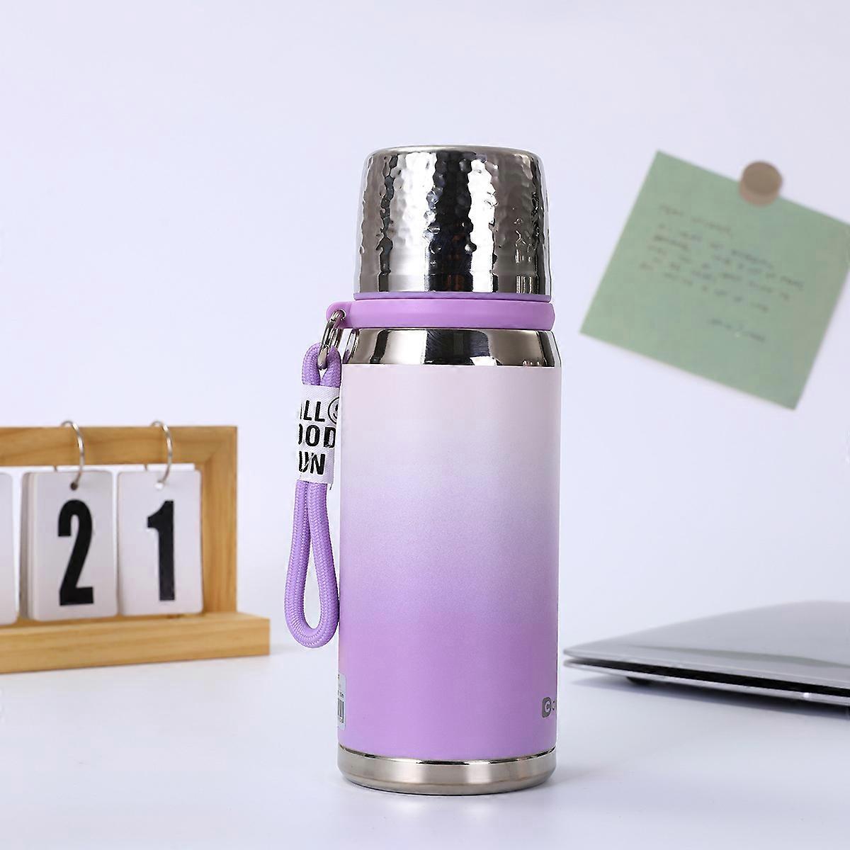 Purple gradient 600ml 316 stainless steel gradient insulated water bottle, high-value hammered texture vacuum handle, bullet shape,