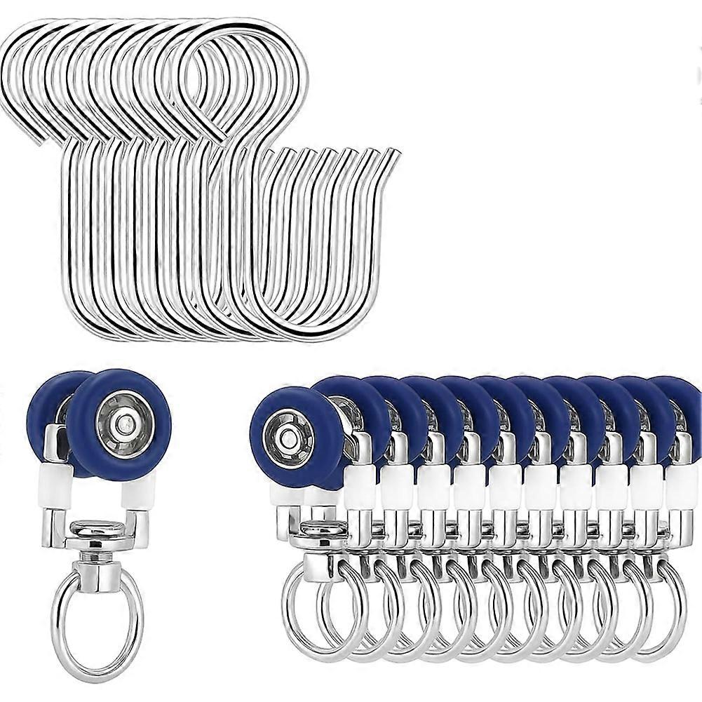 30 Pack Ceiling Curtain Rollers with Mute Wheel Curtain Rail Pulleys Runners Sliding Track Gliders Ceiling Mounted Rail