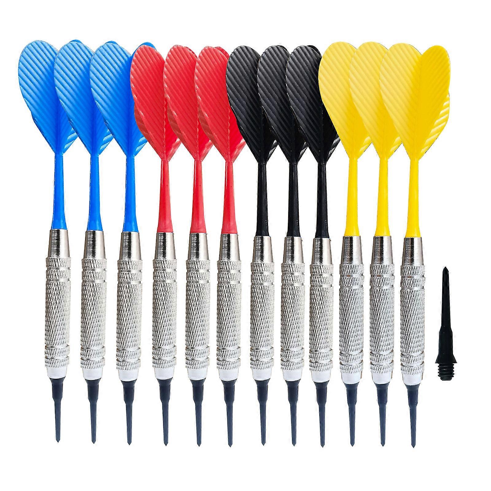 12Pcs Professional Soft Tip Darts Plastic Tip Darts with 100pcs Darts Tip for Electronic Dartboard Darts Accessories  R Y BL BK