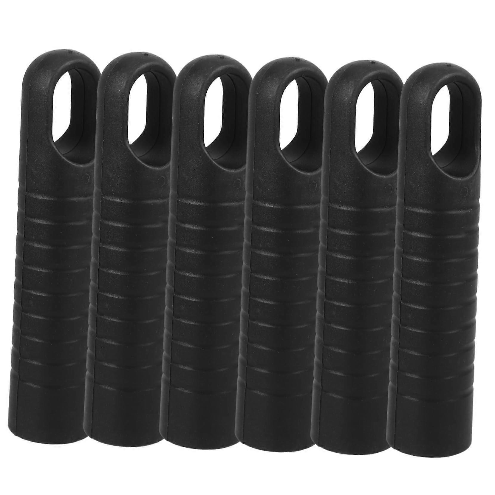 6pcs Mop and Broom Handle Grip Sleeves for Dustpan Tools Comfortable Non‑Slip End Caps Black