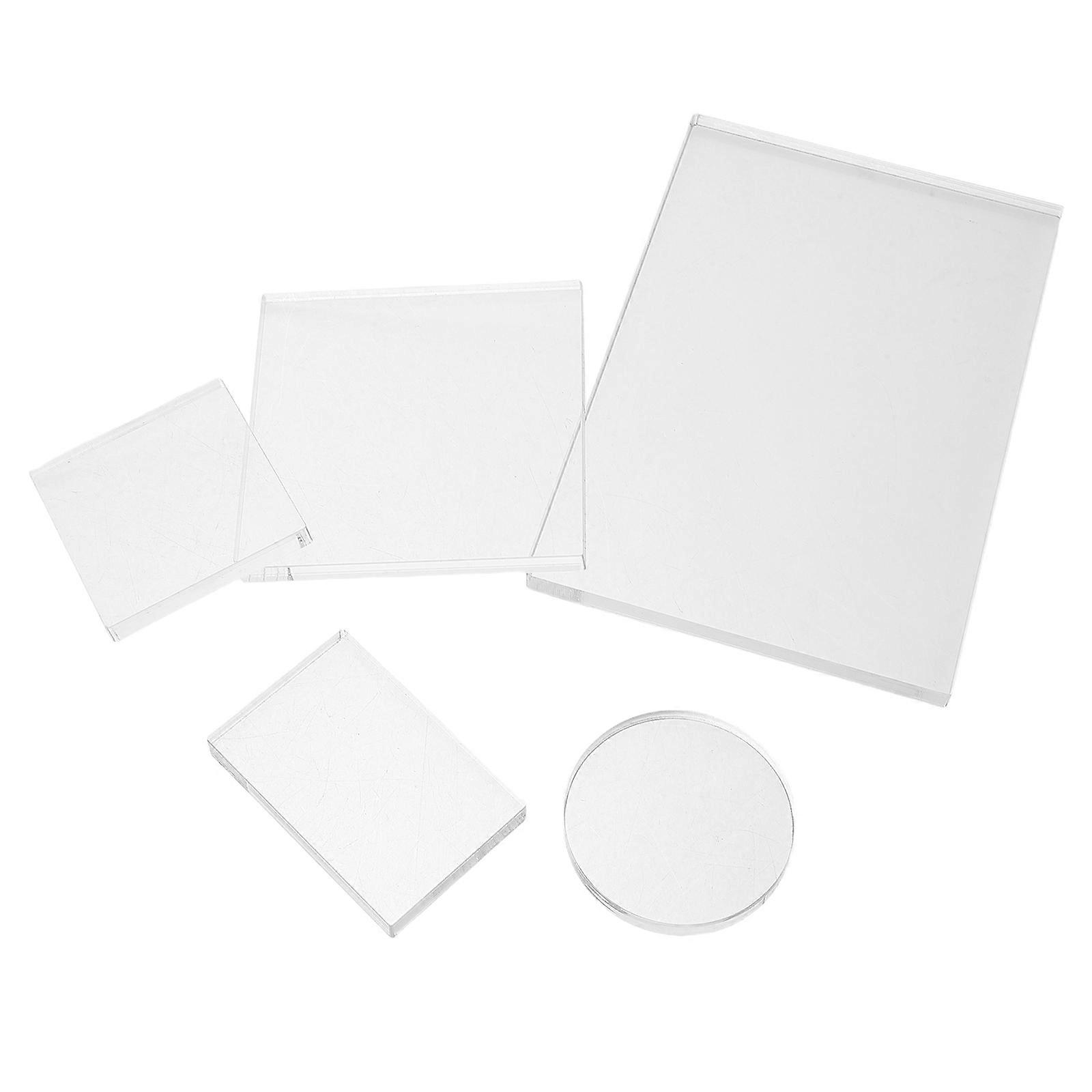 Stamp Acrylic Block Transparent for Craft Use 5Pcs Stamping Tools