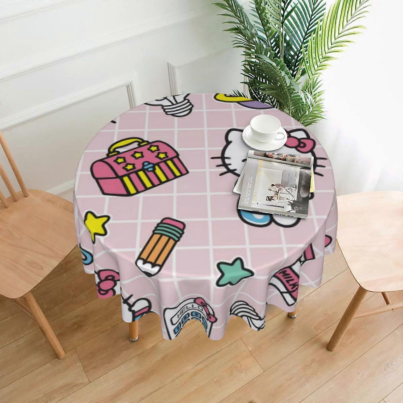 Hello Kitty Rectangular Tablecloth, Water Resistance Antiwrinkle Spillproof Soft Fabric, 60in, compatible with dining room, parties, holiday dinners