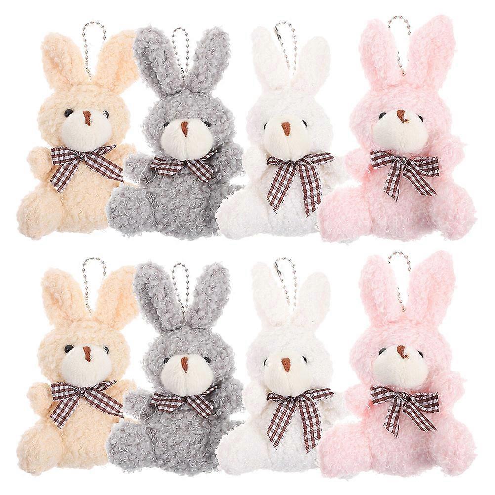 Cute Rabbit Key Ring Plush Keychains for Decoration 8Pcs Mini Plush Set