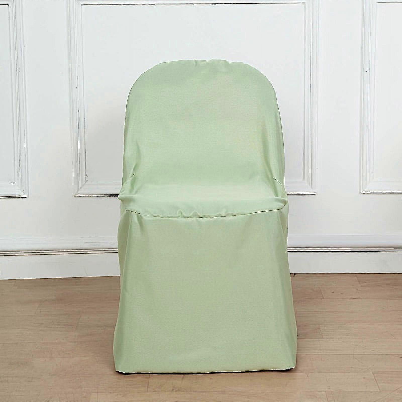 BalsaCircle Sage Green Solid Polyester Folding Flat Chair Cover Slipcover Party Wedding