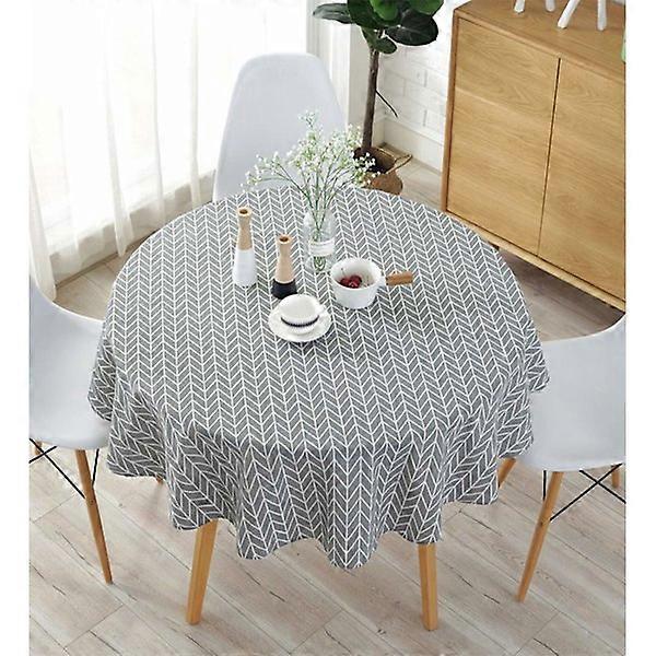 Round Tablecloth Cotton Linen Tablecloths Simple Twill Tablecloth Table Linen Suitable for Home Kitchen Decoration, Various Sizes grey 90cm
